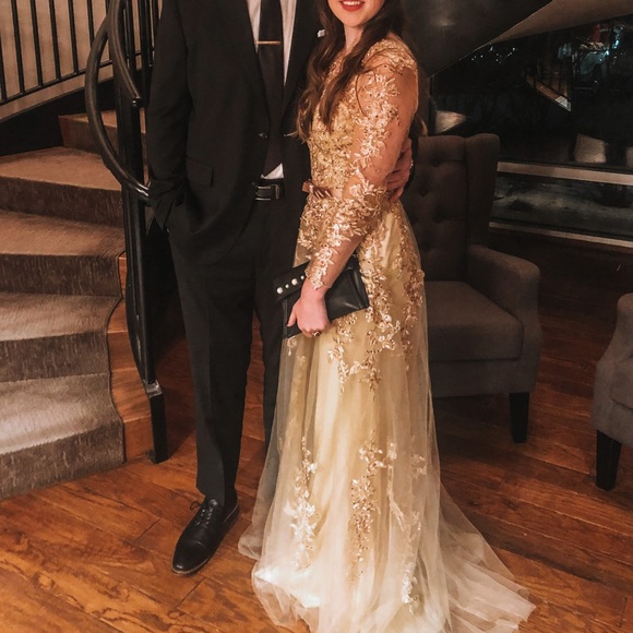 Gold Formal Maxi Dress - Picture 3 of 5